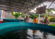Polsek Gondang Motivasi Ponpes Nurul Huda yang Kelola Kolam Lele Sistem Bioflok