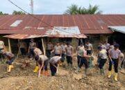 Polres Lhokseumawe dan Brimob Kaltim Gotong Royong Pulihkan Aspol Muara Batu Pascabanjir