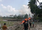TUMPUKAN KAYU SISA BANJIR DI DESA GEUDUMBAK TERBAKAR-MASYARAKAT MINTA BNPB DAN PEMERINTAH HARUS BUKA MATA