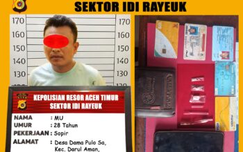 Polsek Idi Rayeuk Amankan Satu Pria Pelaku Penyalahgunaan Narkotika Jenis Sabu