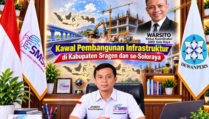 Jiyanto yang akrab dipanggil “Mas Jian” bersama Tim SMSI se-Soloraya akan Kawal Pembangunan Infrastruktur di Kabupaten Sragen 