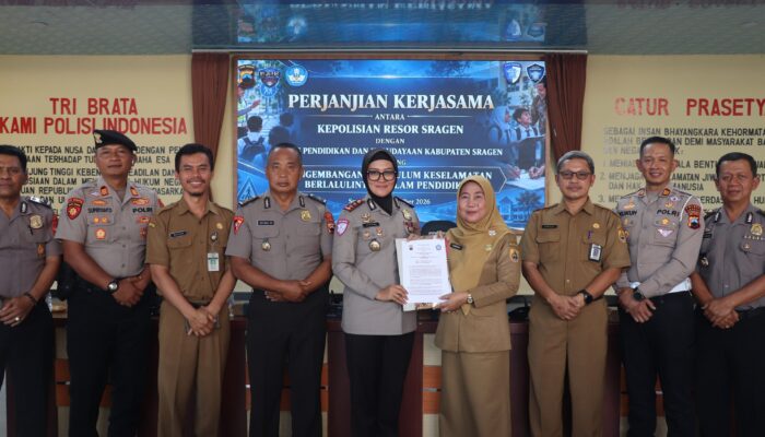 Kapolres Sragen Teken PKS, Keselamatan Berlalu Lintas Masuk Kurikulum Wajib SMP